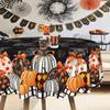 Halloween Pumpkin Polka Dot Tablecloth Orange Black Contrasting Shading, Round Square Optional, Picnic Restaurant Decoration