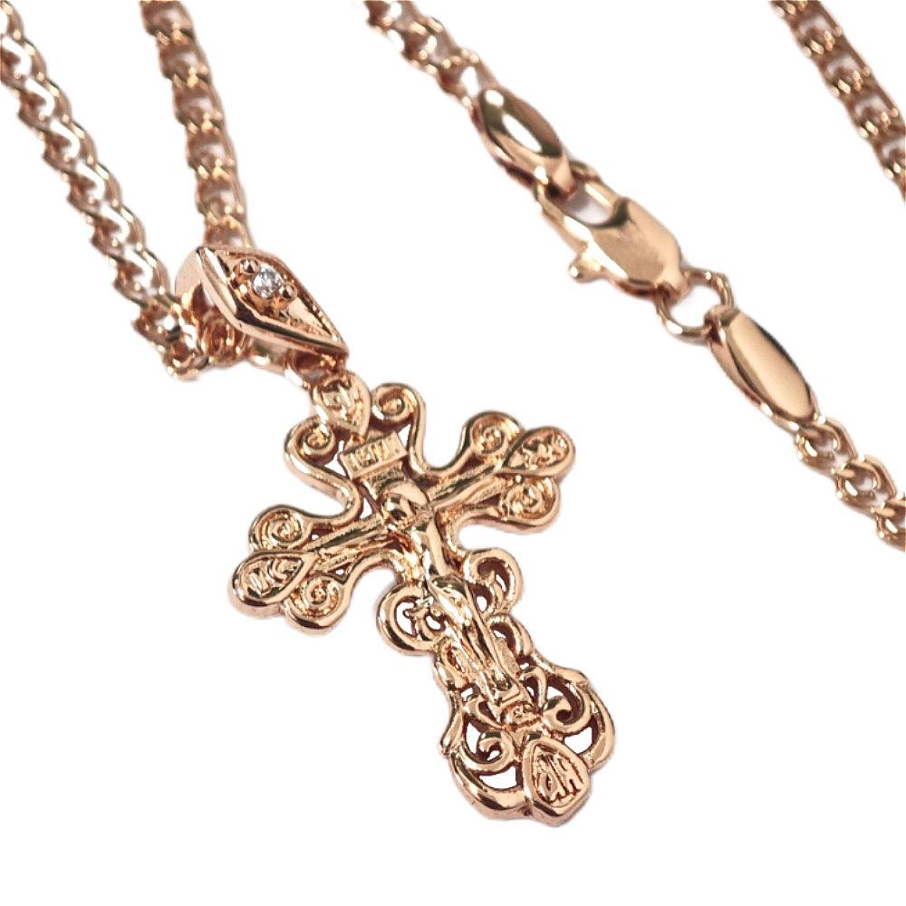 Hollow Cross Jesus Pendant Rose Gold Color Necklace Women's Color-preserving Jewelry