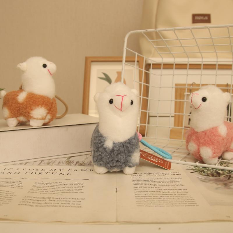 Cartoon Alpaca Doll Plush Toy PP Cotton Filled Customizable Logo 12cm Cotton Pendant Bag Hanging Keychain Gift Giving Multi-Age
