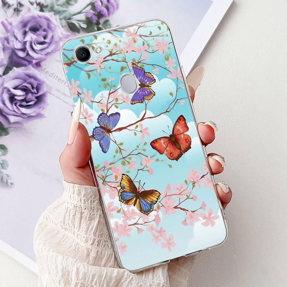 Clear For Oppo F7 Case Kawaii Cute Cat Fashion Flower Funny Luxury Painted Soft Back Cover For OppoF7 Phone Case CPH1821 CPH1819