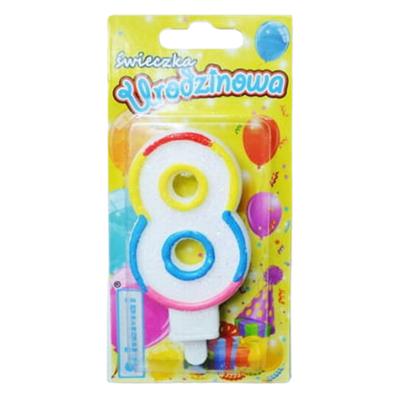 Colorful Number 8 Birthday Candle Diagram
