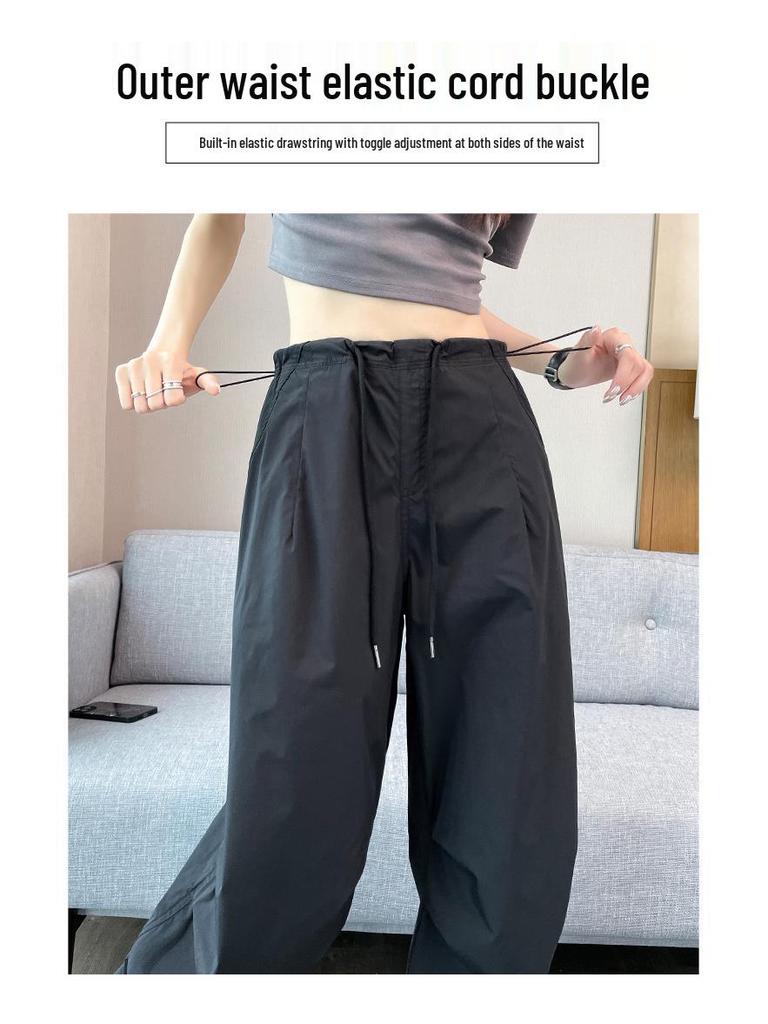 Women's Dopamine Paratrooper Jumpsuit: High-Waist, Loose-Fit, Wide-Leg Windbreaker Pants for Spring and Autumn