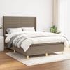 Exclusive House - Slatted Bed Base with Taupe Mattress 140x200 Cm Fabric