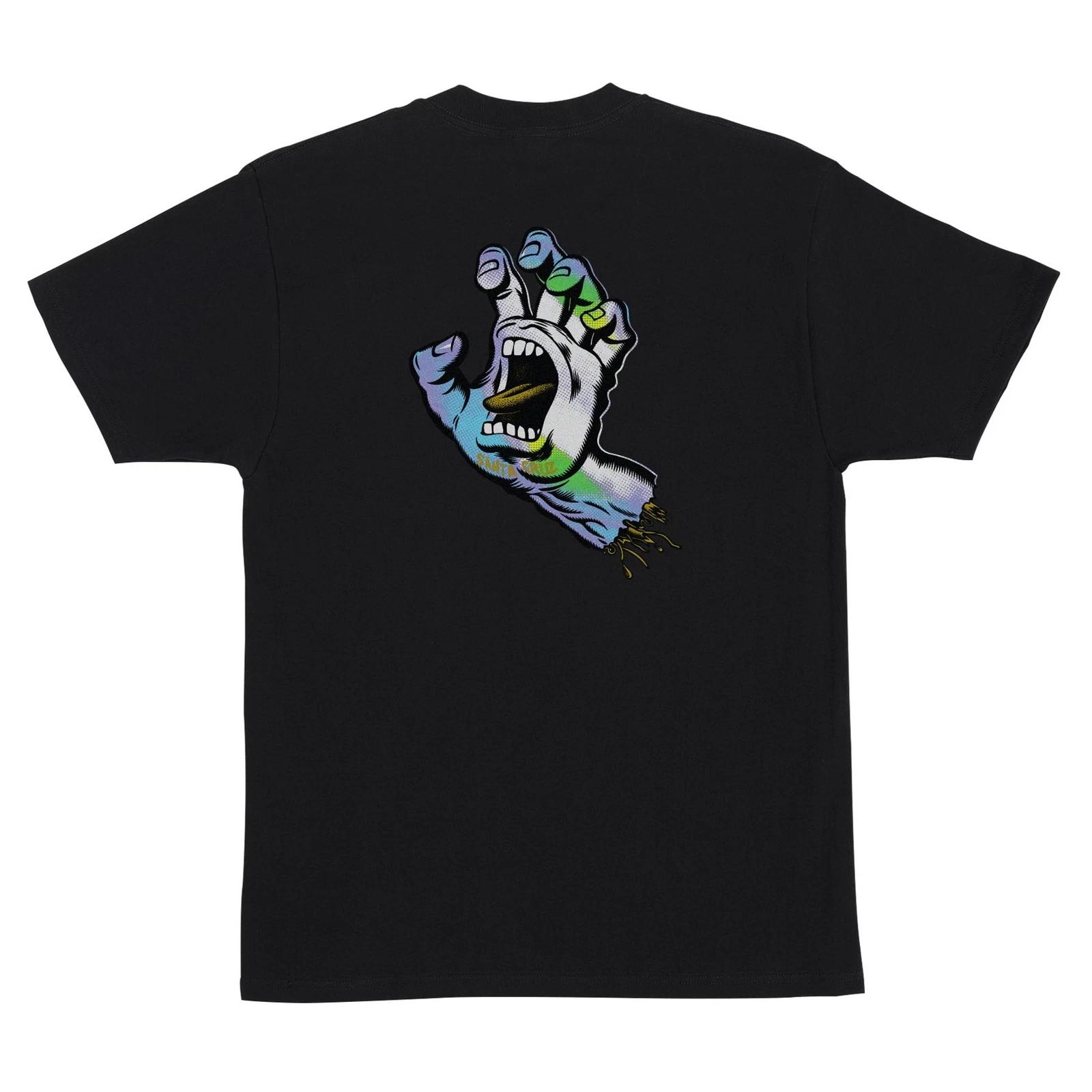 Santa Cruz HOLO SCREAMING HAND Skateboard T Shirt BLACK XXXL