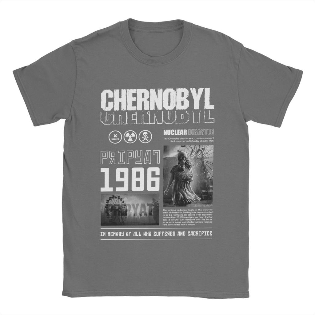 T-Shirt Tschernobyl Herren Baumwolle Lustiges T-Shirt O-Ausschnitt T-Shirts Kurzarm Kleidung Übergröße