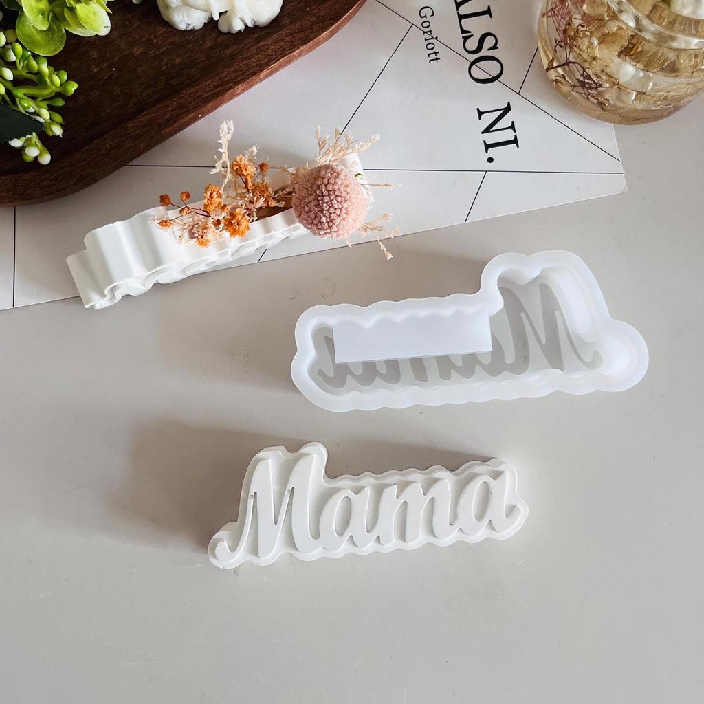 Mother's Day Concrete Vase Silicone Mold Letter Mama Flower Vase Gypsum Molds Ornaments Vase Business Card Holder Plaster Mould