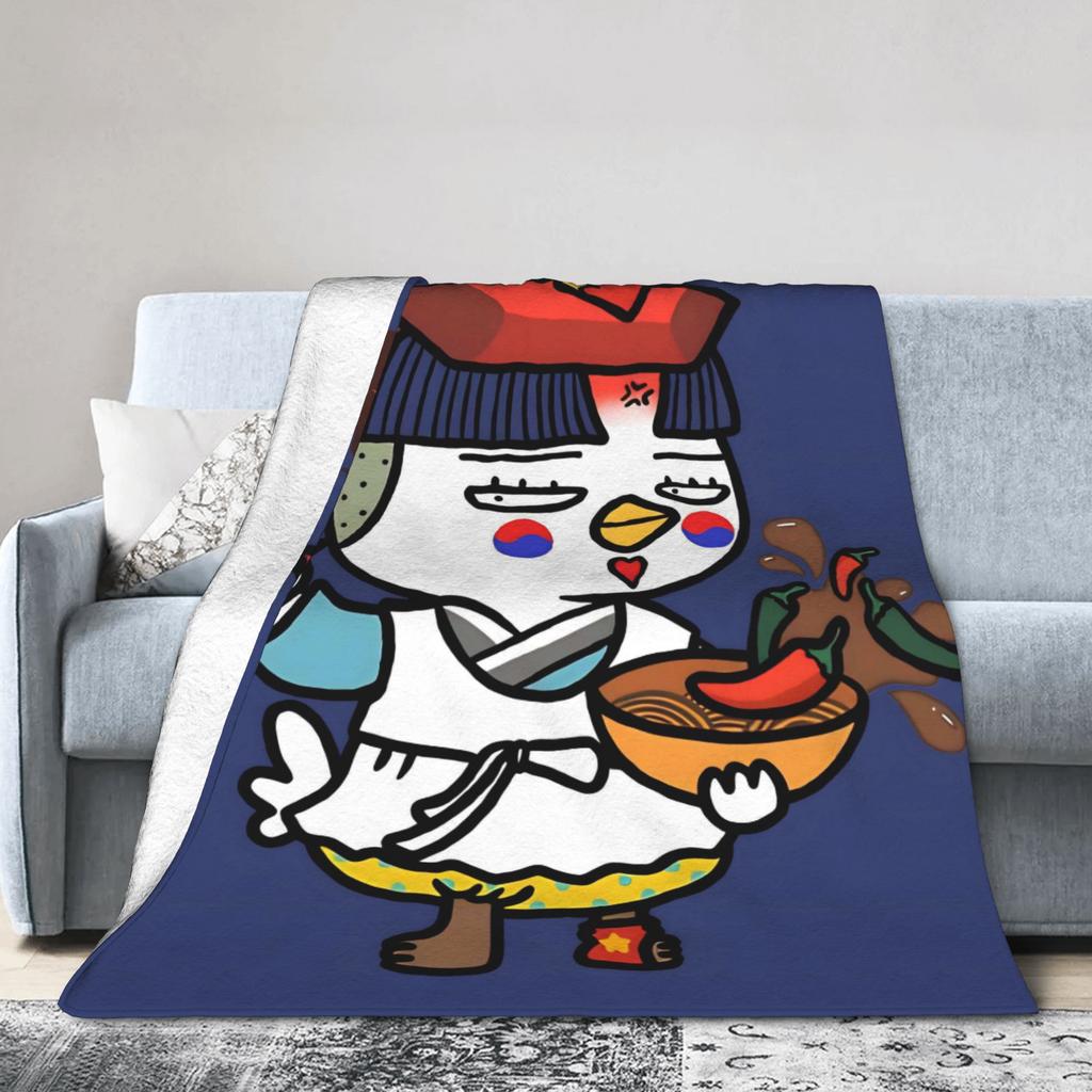 Buldak Ramen Chicken Flannel Blanket Autumn  Super Warm Throw Blanket for Kids Living Room Pattern Bedspread Sofa Bed Cover