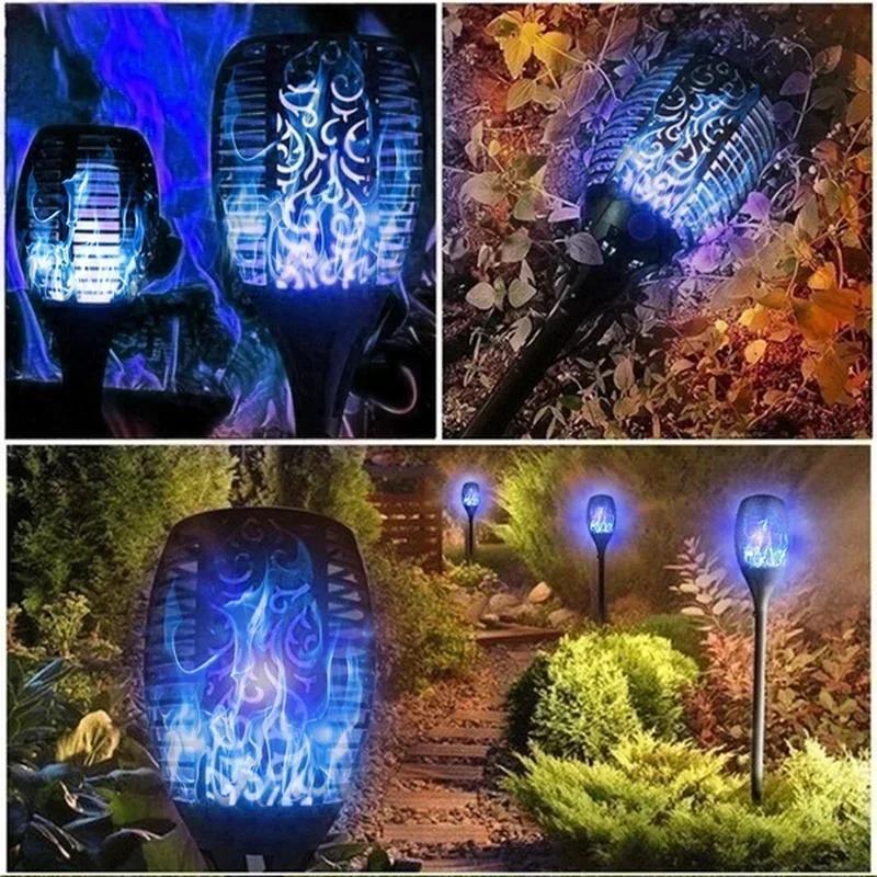 1/2/4/6/8/10/12Pcs Solar Flame Torch Light Flickering Light Waterproof Garden Decoration Outdoor Lawn Path Yard Patio Floor Lamp