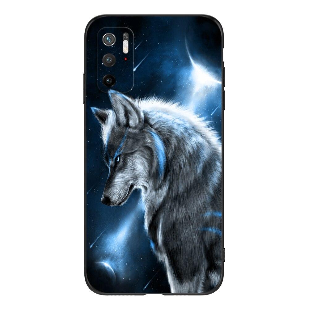 For Poco M3 Pro 5G Case 6.5" Xiaomi Redmi Note 10 5G Phone Back Cover Bumper POCOPHONE Black Tpu Case Lion Wolf Tiger Dragon
