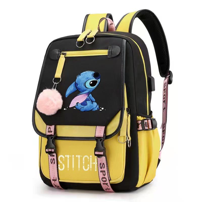 Stitch Cartoon Backpack For Boys Girls With Usb Charge Port