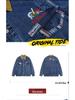 American Retro Color Block Lapel Denim Jacket - Trendy Motorcycle High Street Style