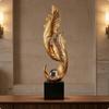 Golden Plume Statue Layered Floor decor Standing Ornament Slender Feather