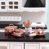 Detail Miniature Cookware Set 6PCS Kitchen Cutlery Tool with Ceramic Holder for Realistic Doll House Scene Decoration