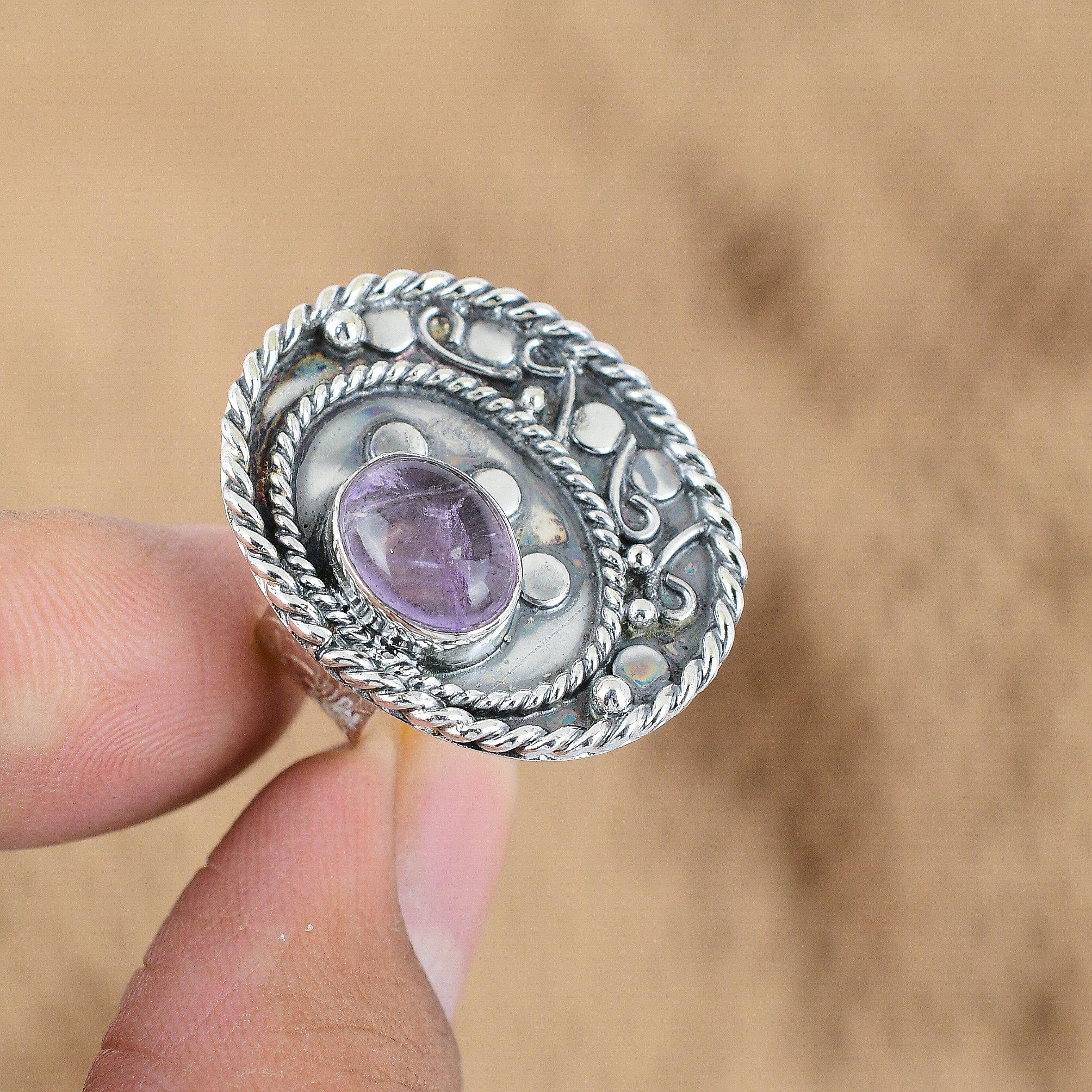 

Gift For Her 925 Silver Natural African Amethyst Multi Stone Adjustable Ring Yes