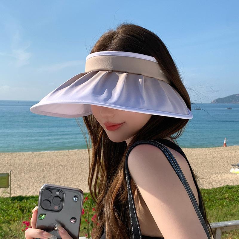 UPF50 + Sun Protection Cap Summer UV Protection Empty Top Shell Hat Two-color Gradual Change Fashion Big Brim Sun Hat Children