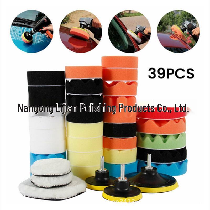 Car Detailing Sponge Polishing Wheel Set - Flat & Wave Sanding Discs