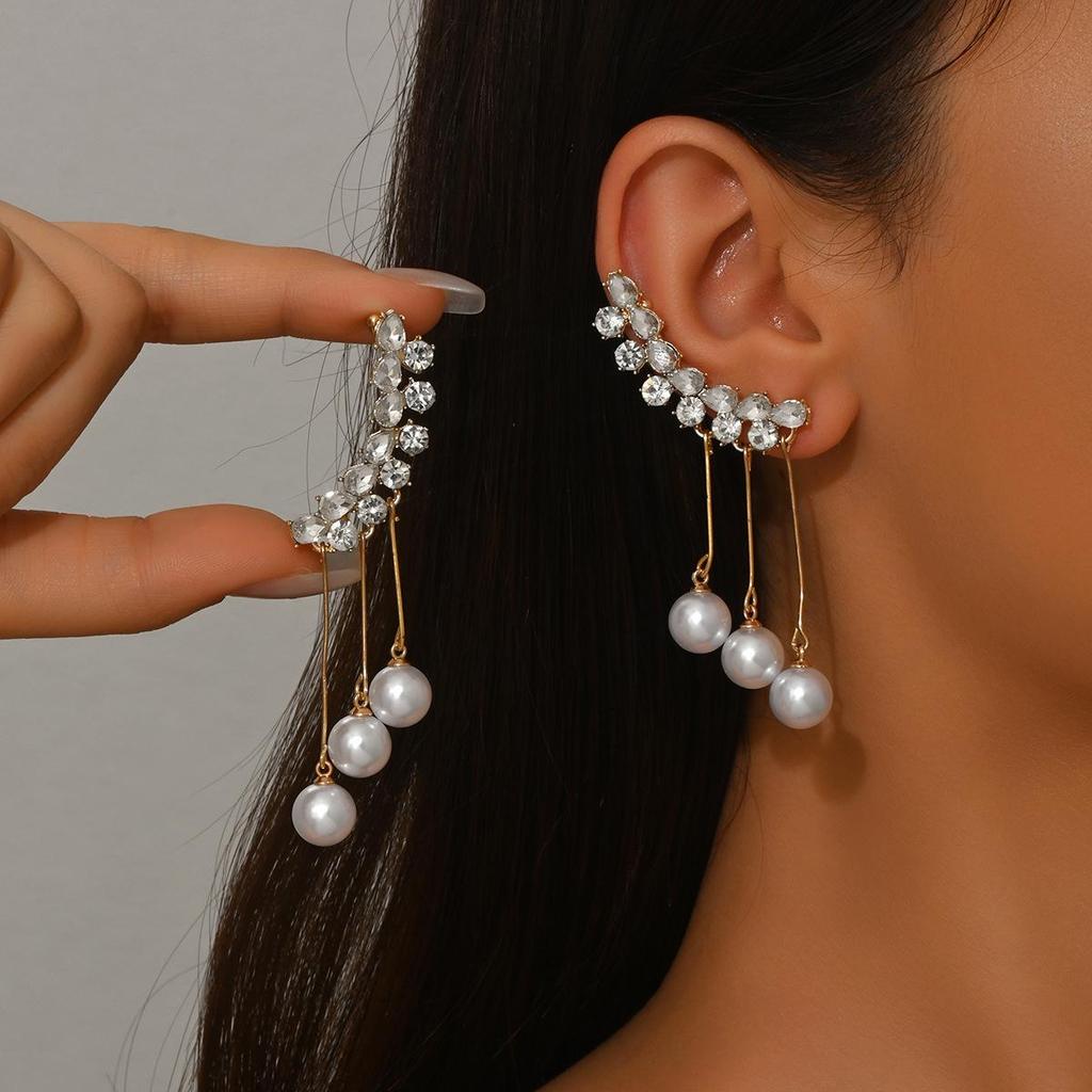 European & American Long Tassel Zircon Stud Earrings for Women - Trendy, Light Luxury Niche Ear Accessories