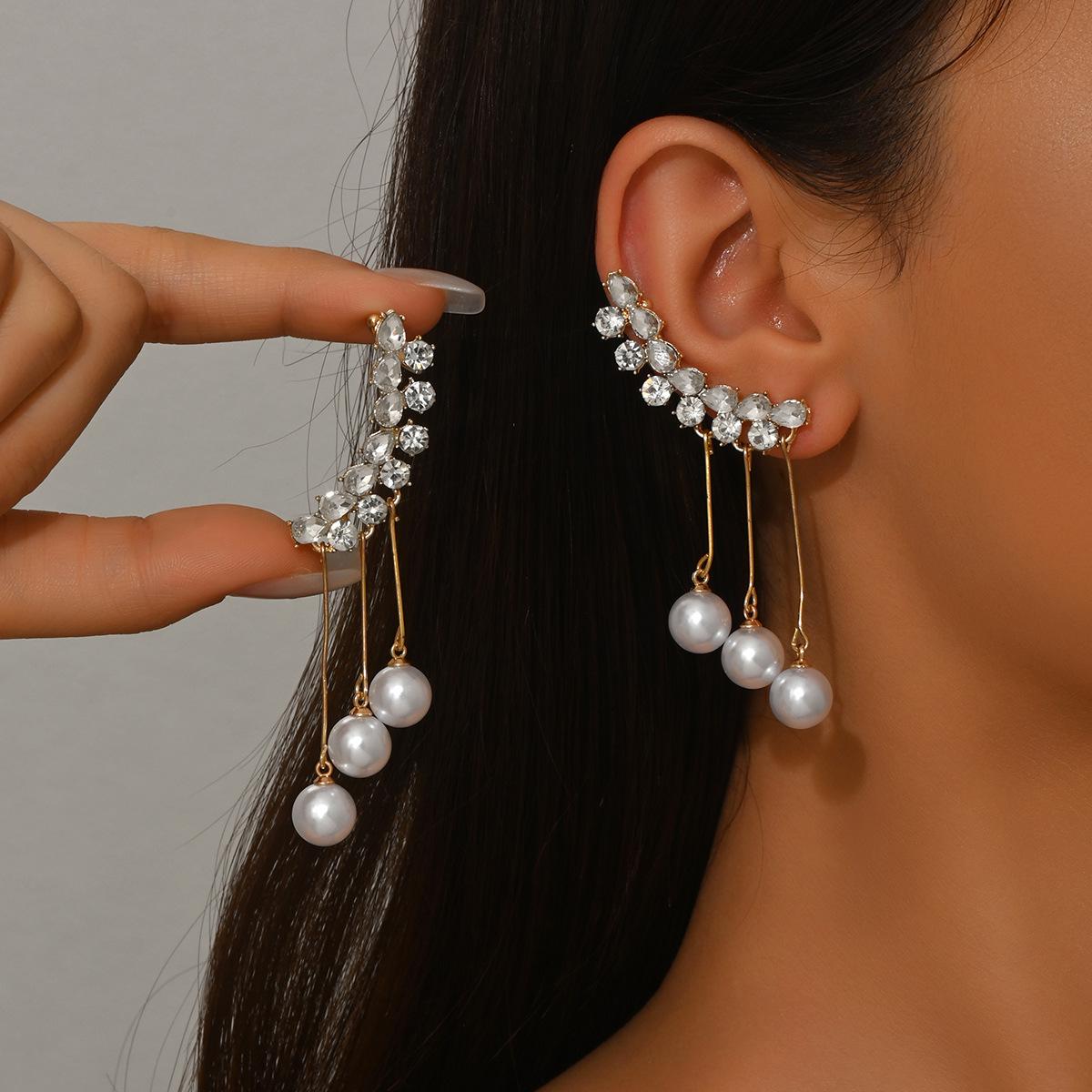 European  American Long Tassel Zircon Stud Earrings for Women - Trendy, Light Luxury Niche Ear Accessories