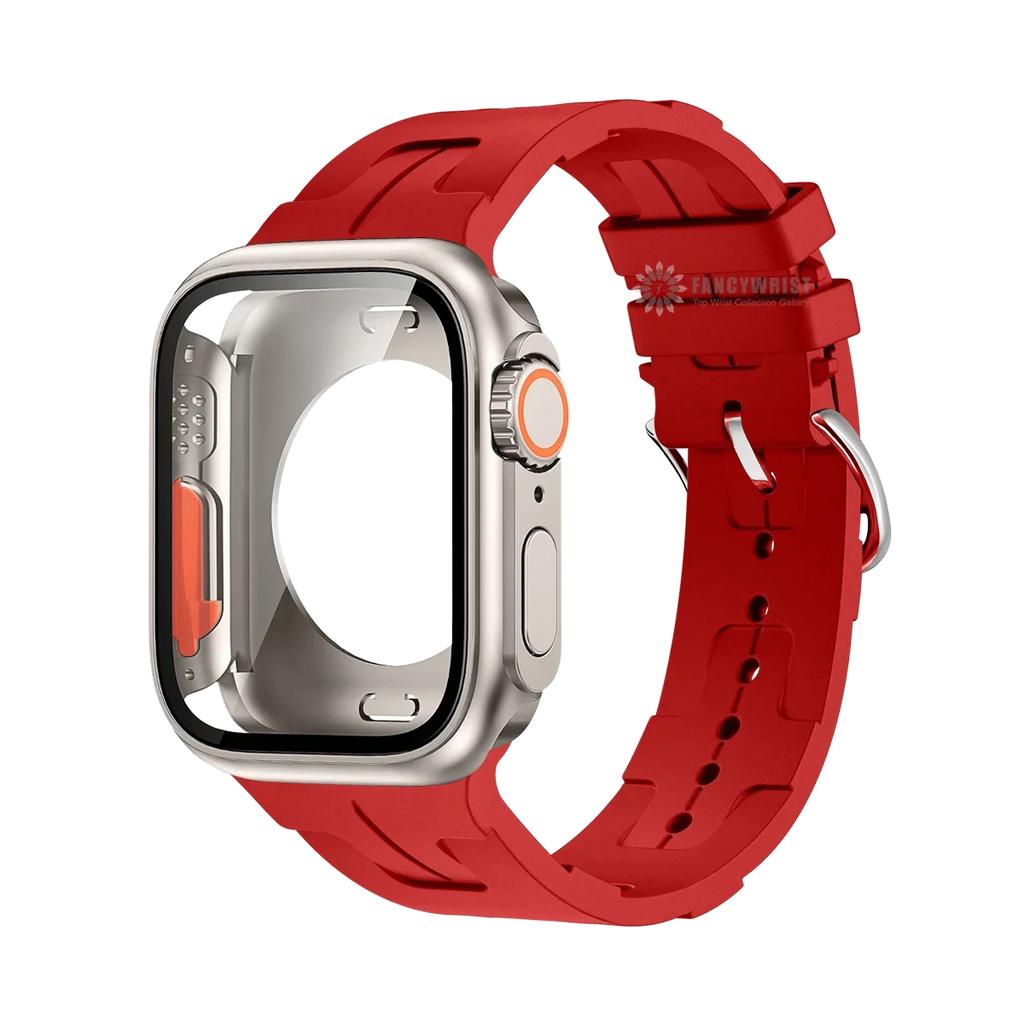 Original Silicone Band &Change To Ultra Case For Apple Watch 9 8 7 6 SE 5 4 Strap For iWatch Series 44mm 45mm 42mm 41mm Bracelet