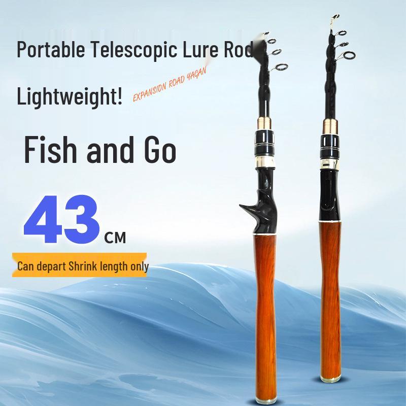 Telescopic Carbon Fishing Rod with Baitcasting & Spinning Reels for Micro-Lure and Black Bass. 1.65m