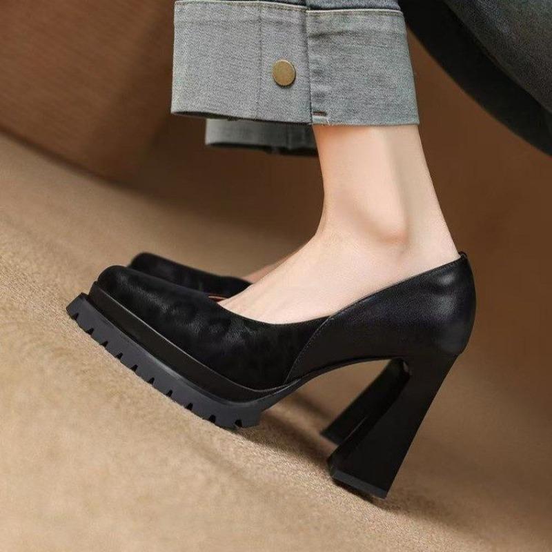 Fashion High Heels Women Shallow Shoes Fashion Chunky Pointed Toe Pumps 2025 Autumn New Trends Elegant Shoes Designer Party Zapatillas