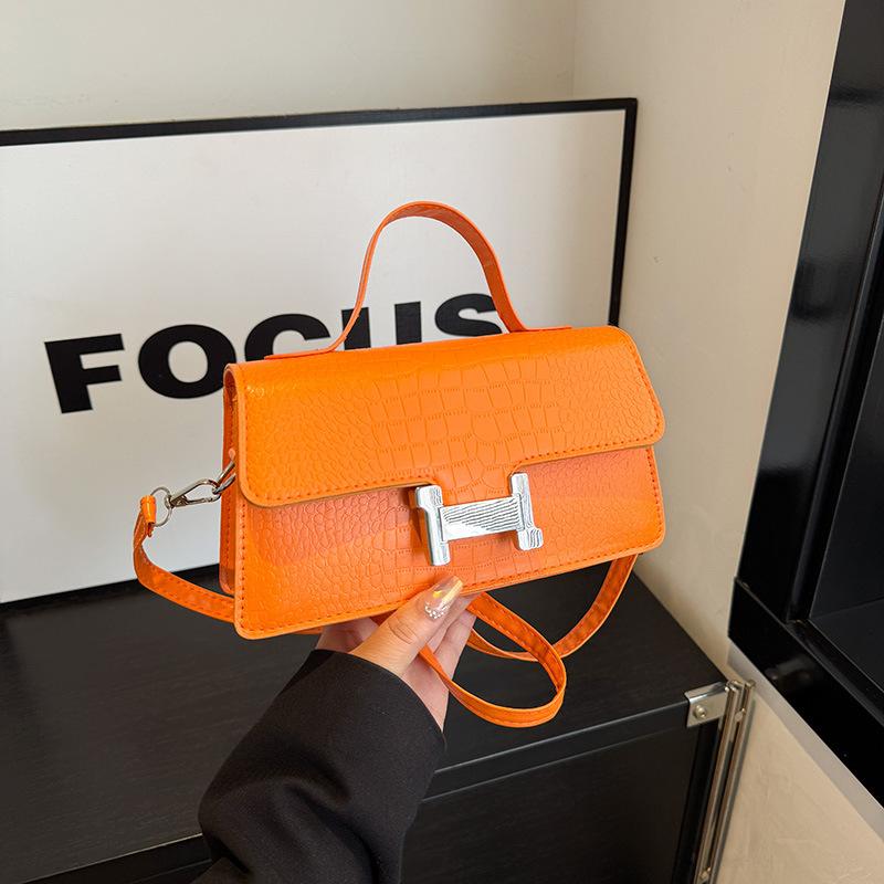 2025 New Crocodile Print Handbag Simple and Fashionable Small Square Bag French Stone Pattern Crossbody Bag Trendy Women's Bag