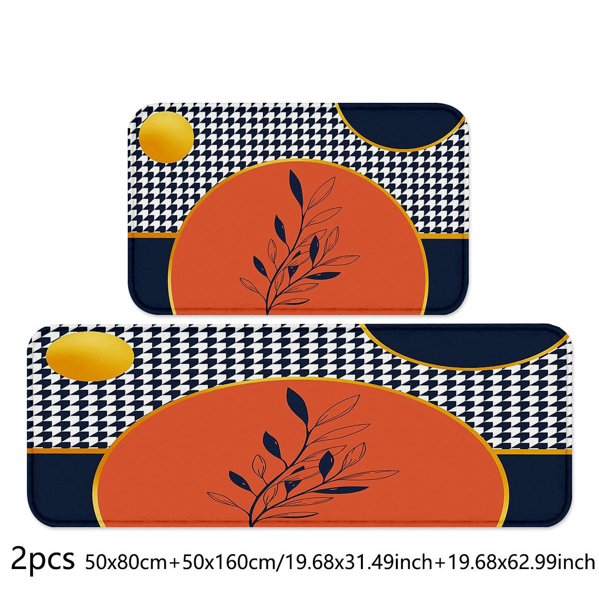 

Современный геометрический утолщенный фланелевый кухонный ковер 50x80 см + 50x160 см Ковры для кухни, прачечной, спальни, кровати и дверного проема для украшения дома 50x80cm+50x160cm