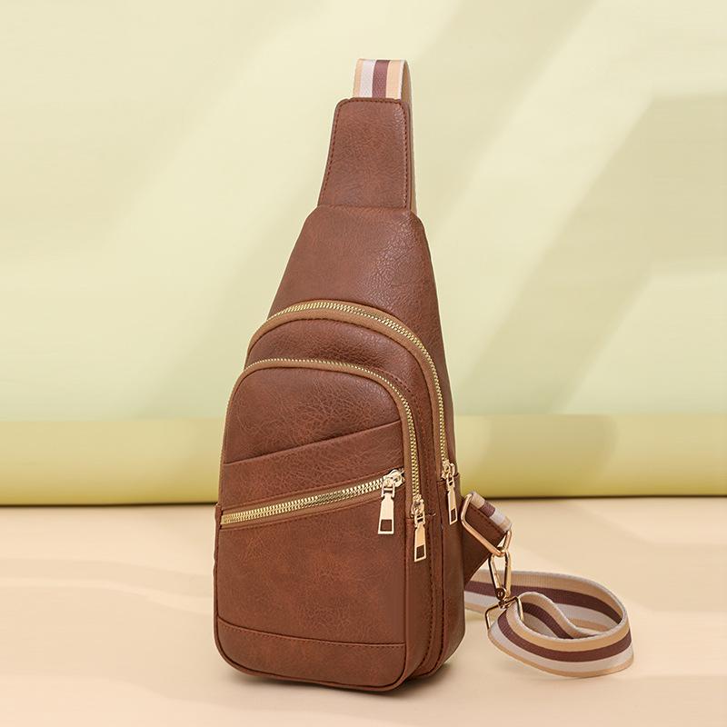 Fashion Trend Women's Chest Bag PU Soft Leather Texture Cross Bag Chest Bag Outdoor Sports Card Compartment Phone Bag