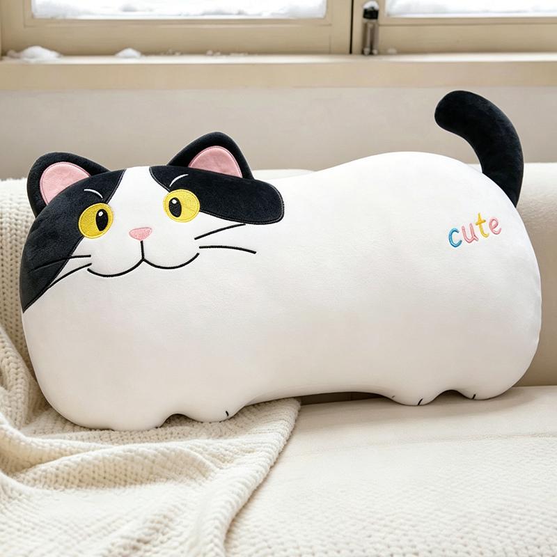 Kawaii Cartoon 3 Colors Cat Plush Toys Cozy Fabrics Happy Kitten Throw Pillow Soft Resilient Sleeping Pillow Cute Kids Gift