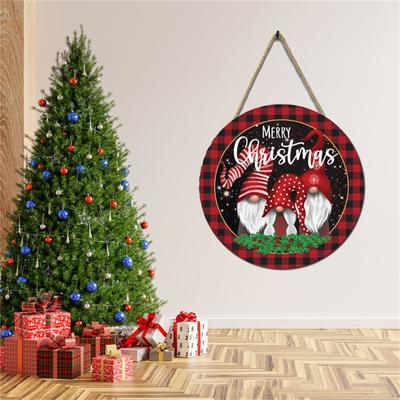 Christmas Decorations, Merry Christmas For Front Door Decor, Wooden Door Hanging Decor With Christmas Gnome For Home  School Party