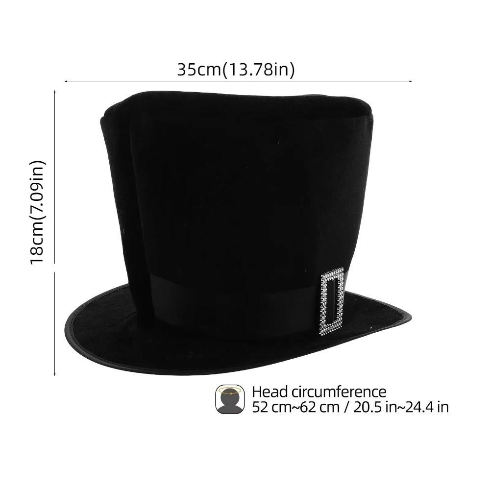 Adorable Formal Costume Hat Dress Up Black Magician Hat Cosplay Outfit Black Top Hat Theme Party