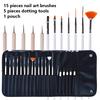 20Pcs Nail Art Brushes Set, Dotting Pens Fine Liner Striping Drawing Brushes with Portable Storage Bag
