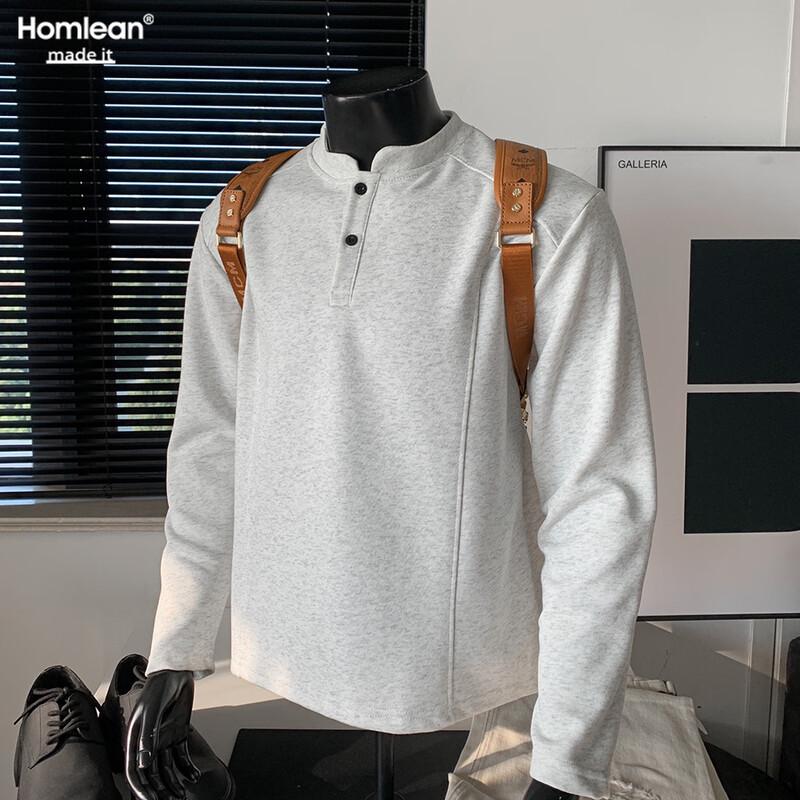 Homlean Men s American Henley Long-Sleeve Polo T-Shirt HB98 3XL