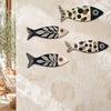 4Pcs Wooden Fish Wall Decor, Rustic Farmhouse Ocean Fish Wall Art, Vintage Beach Nautical Coastal Theme Fish Decor for Home Lake Ocean Bathroom