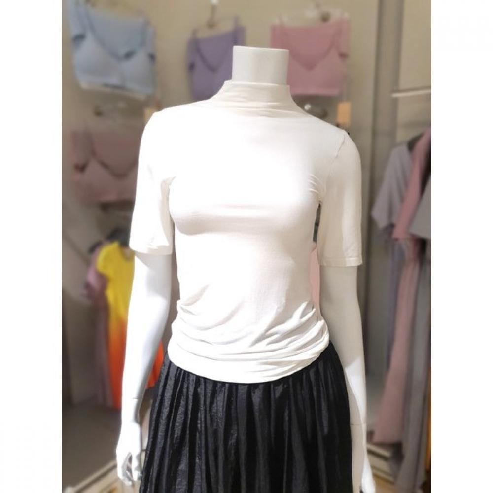 2nd Skin Modal 5 Sleeve Mock Neck Short Sleeve Top 2 Colors Newst3100