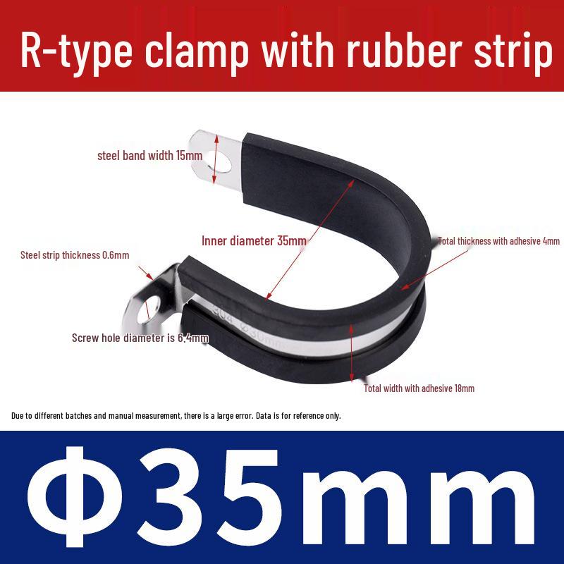 Stainless Steel R-Type Rubber Strip Shock-Absorbing Pipe Clamp