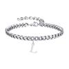 Mens Initials Cuban Links Bracelets,Stainless Steel A-Z 26 Letters Alphabet Charm Chain Wristband Adjustable,Casual Jewelry Gift