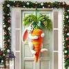 Cute Playful Easter Door Banner Rabbit Hugging Carrot Door Hanger Country-style Home Festive Door Curtain Decoration