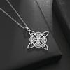 Statement Fashion Irish Celtic Knot Gemstone Pendant Stainless Steel Witchcraft Witch Knot Necklace for Men Women Amulets