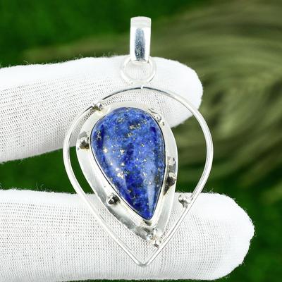 Regalo Per Donne Gioielli Ciondolo Argento Sterling 925 Pietra Preziosa Naturale Lapislazzuli