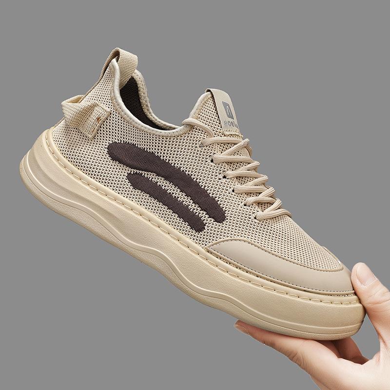 

Мужская обувь 2025 лето новая мужская легкая обувь с мягкой подошвой и нескользящей сеткой дышащая сетка с плетением муха на шнуровке повседневная обувь 44 хаки