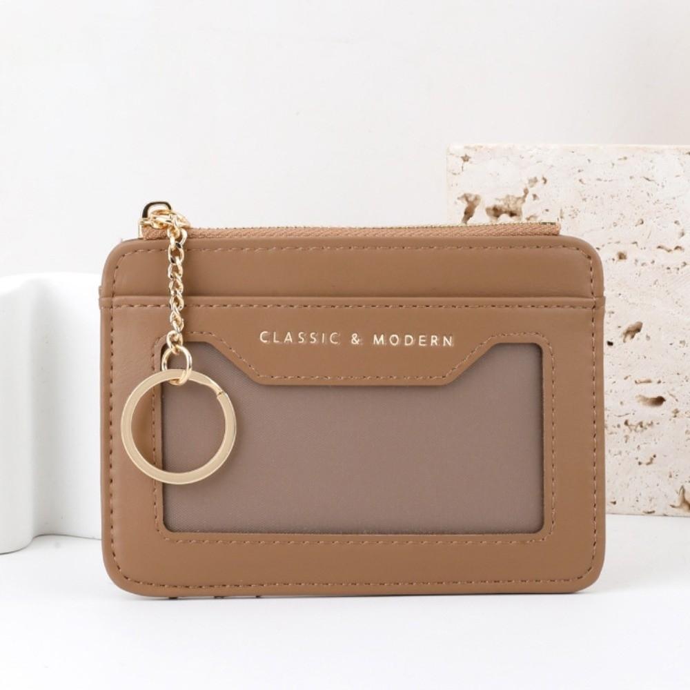 Simple With Keychain Hanging Card Bag PU Leather Thin Pocket Coin Purse Multifunction Waterproof Multi-card Wallet Gifts