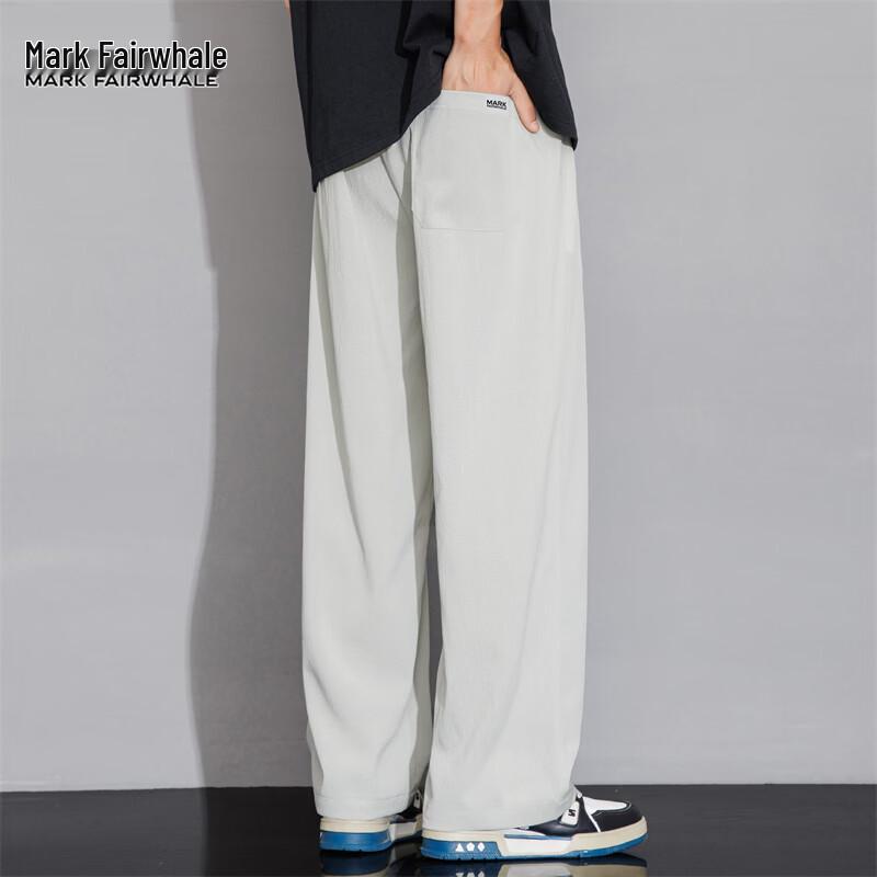 Mark Fairwhale Men's Summer Chinese Style Ice Silk Straight-Leg Pants