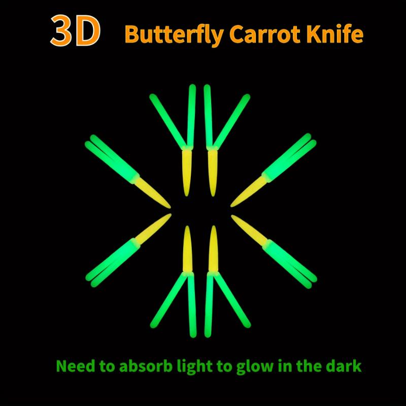 3D Printing Gravity Jump Luminous Folding Butterfly Carrot Knife Stress Relief Fidget Toys Glow-in-the-Dark Radish Knife