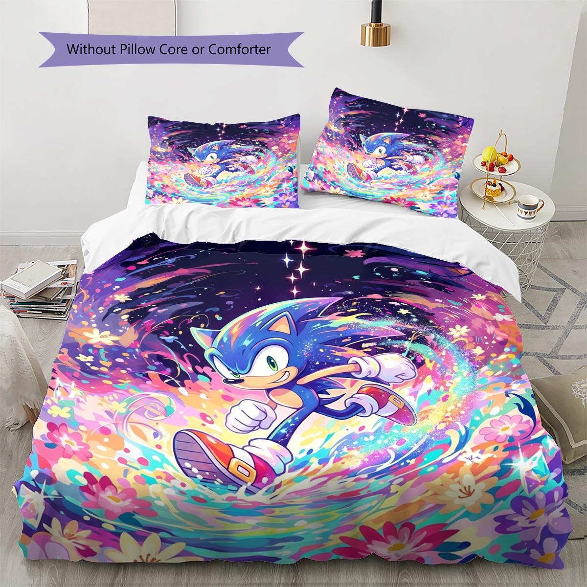 

Hedgehog Sonic Pattern Bedding Quilt Set Quilt Cover Pillowcase Home Decoration Birthday Gift (1 * duvet cover + 2 * pillowcase, without core) 135x200cm