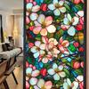 Colorful Retro Floral & Bird Static Cling Window Film - No Glue, Removable