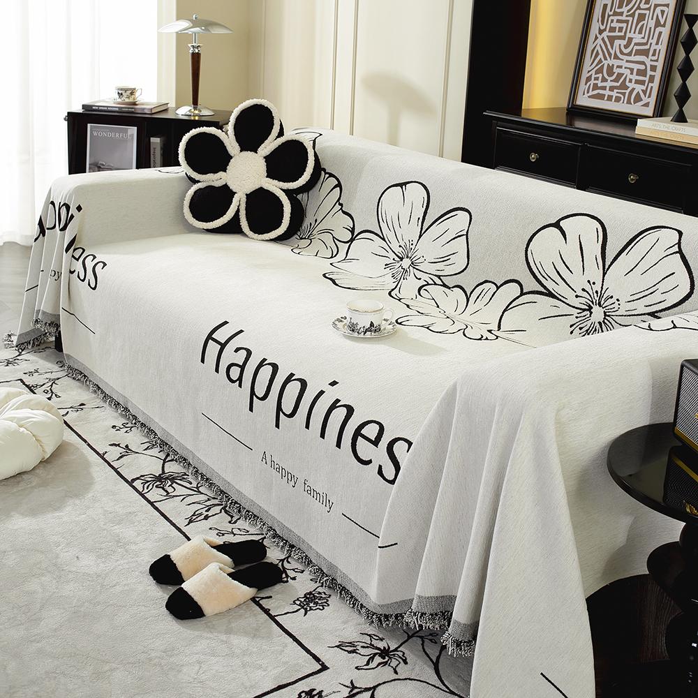 

Полотенце для дивана из шенилла с реалистичными цветами для гостиной, декор для дома в скандинавском стиле с кисточками по краям, комплект для трехместного дивана 180x180