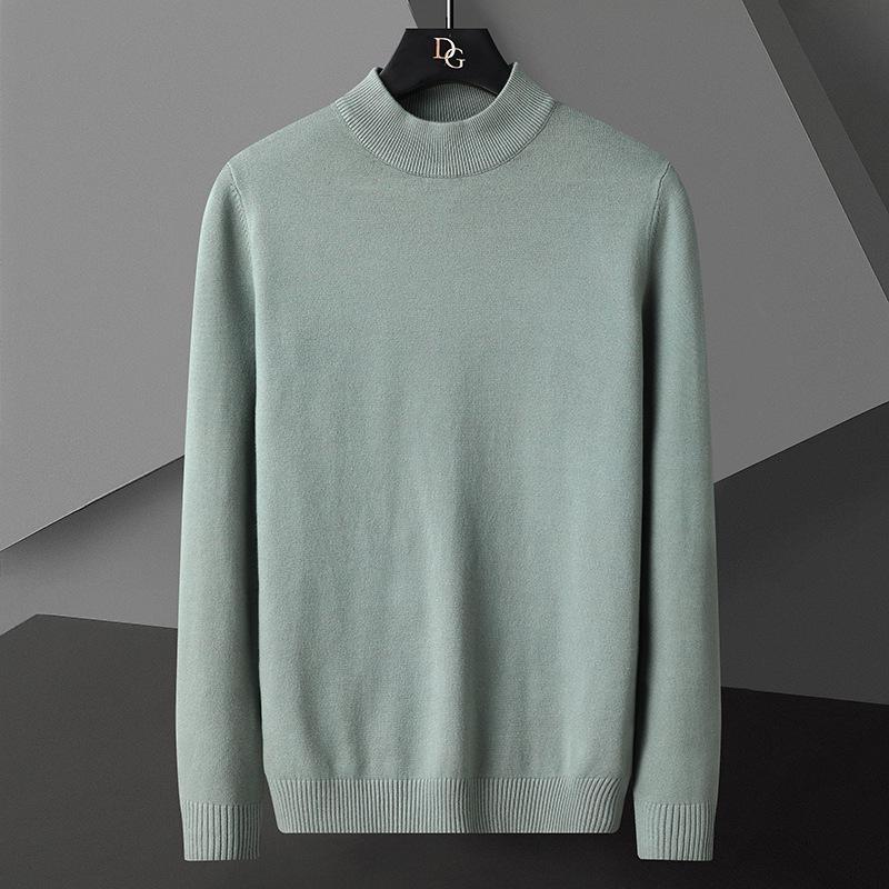 Men's Autumn/Winter Slim Fit Woolen Pullover - Half High Neck Knitted Sweater