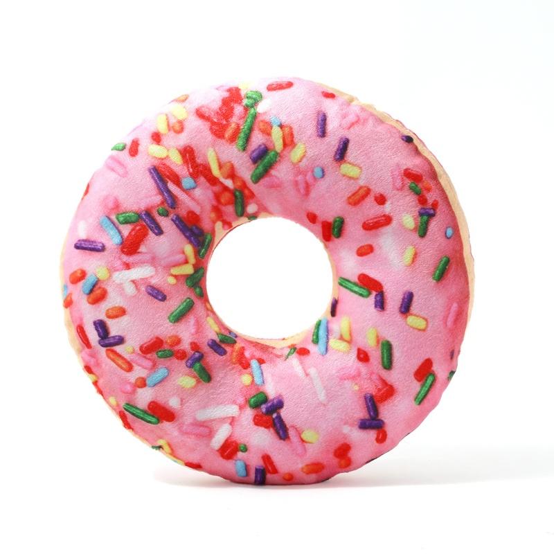 Plysch Hundleksak Donut Pizza Form Husdjur Pipiga Leksaker för Små Stora Hundar Rengöring Tänder Valp Tugga Ljudleksak Husdjurstillbehör
