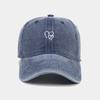 New washed and old small love embroidered soft top baseball cap female face small outdoor visor male cap tide